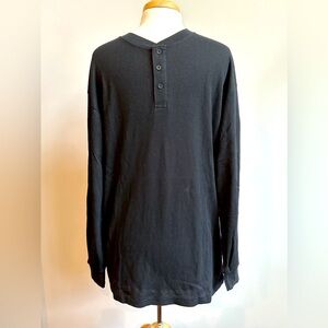 🌸Follow Me waffle knit long sleeve 3 button pullover Henley shirt Size La…